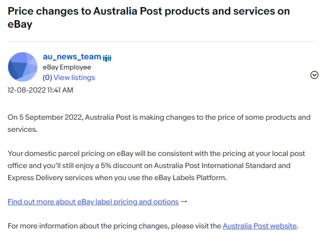 澳大利亚邮政上调价格 eBay递送国际包裹可享5%折扣